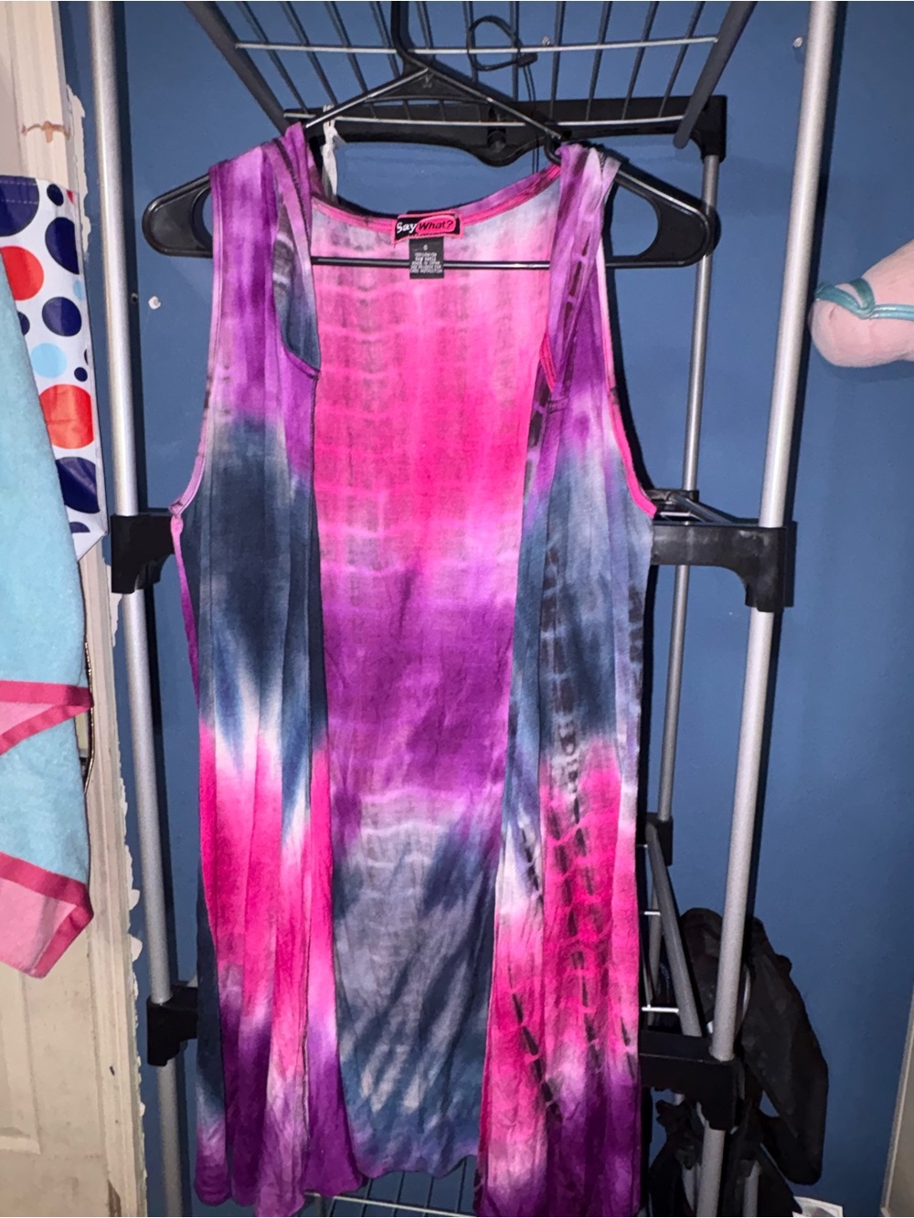 Say What? Pink & Purple Tie-Dye Long Sleeve Cover-Up Dress